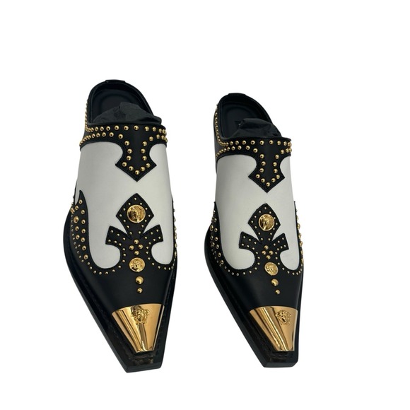 VERSACE Leather Mule Shoes US 9 UK 6 EU39 Medusa Head‎ Stud Metal Toe - Picture 7 of 10